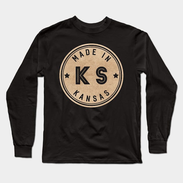 Made In Kansas KS State USA Long Sleeve T-Shirt by Pixel On Fire